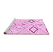 Sideview of Machine Washable Solid Pink Modern Rug, wshabs2919pnk