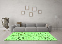 Machine Washable Solid Green Modern Rug, wshabs2919grn