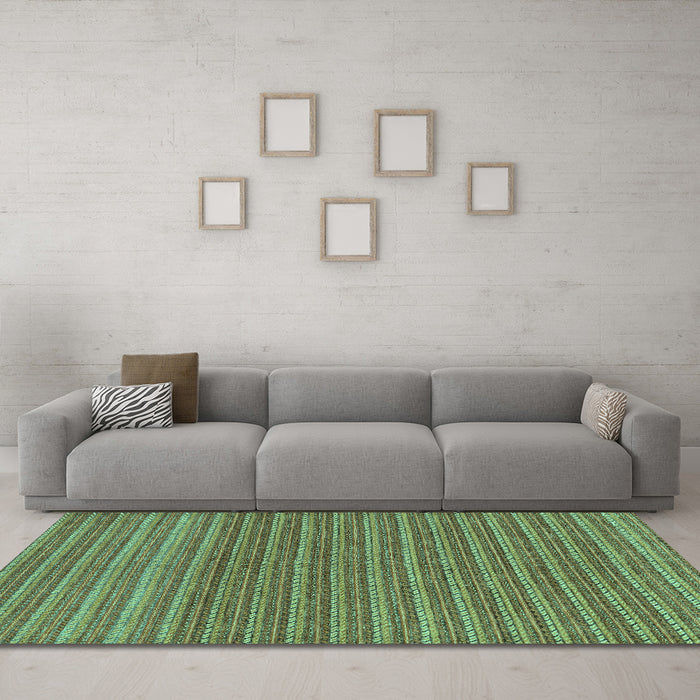 Machine Washable Oriental Turquoise Modern Area Rugs in a Living Room,, wshabs291turq