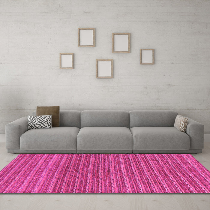 Machine Washable Oriental Pink Modern Rug in a Living Room, wshabs291pnk
