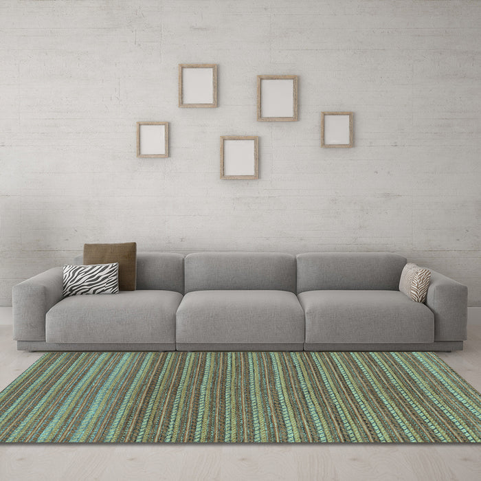 Machine Washable Oriental Light Blue Modern Rug in a Living Room, wshabs291lblu