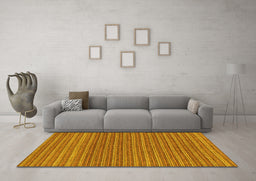 Machine Washable Oriental Yellow Modern Rug in a Living Room, wshabs291yw
