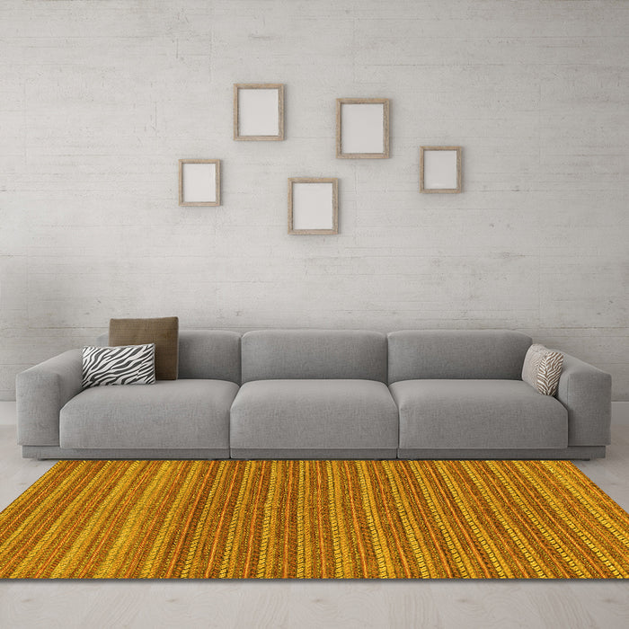 Machine Washable Oriental Yellow Modern Rug in a Living Room, wshabs291yw