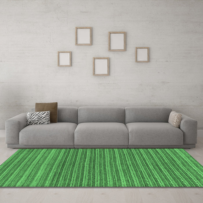 Machine Washable Oriental Emerald Green Modern Area Rugs in a Living Room,, wshabs291emgrn