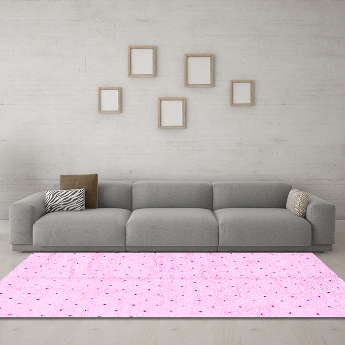 Machine Washable Solid Pink Modern Rug in a Living Room, wshabs2920pnk