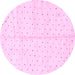 Round Machine Washable Solid Pink Modern Rug, wshabs2920pnk