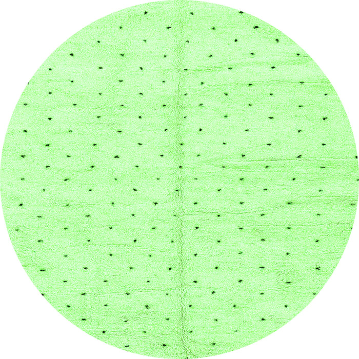 Round Machine Washable Solid Green Modern Area Rugs, wshabs2920grn