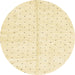 Round Abstract Brown Gold Solid Rug, abs2920