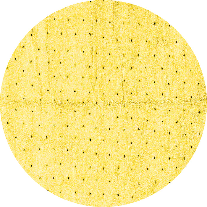 Round Machine Washable Solid Yellow Modern Rug, wshabs2920yw