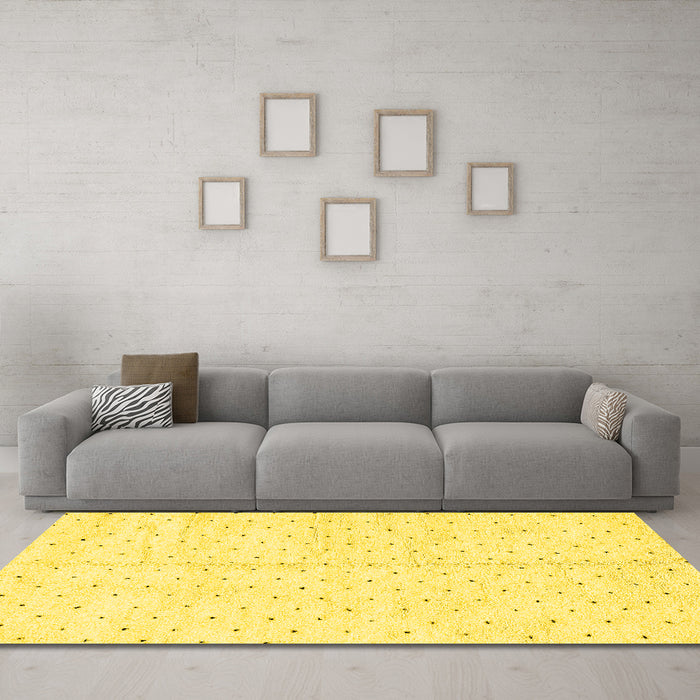Machine Washable Solid Yellow Modern Rug in a Living Room, wshabs2920yw