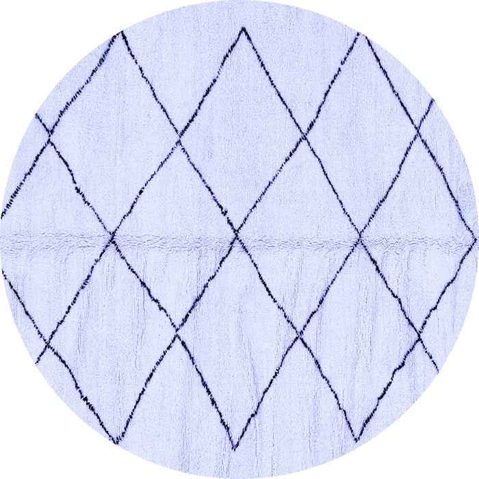 Round Machine Washable Solid Blue Modern Rug, wshabs2921blu