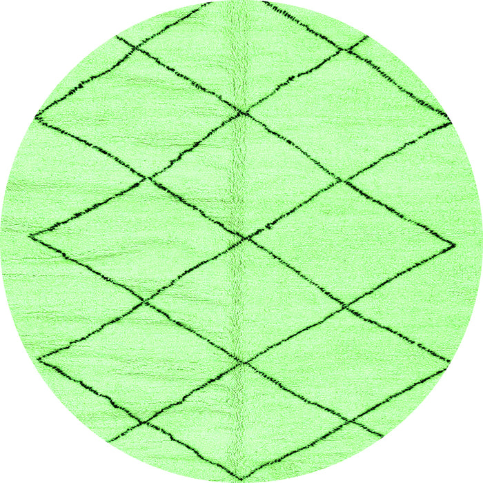 Round Machine Washable Solid Green Modern Area Rugs, wshabs2921grn