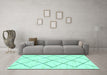 Machine Washable Solid Turquoise Modern Area Rugs in a Living Room,, wshabs2921turq