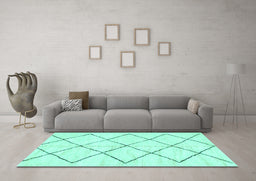 Machine Washable Solid Turquoise Modern Area Rugs in a Living Room,, wshabs2921turq