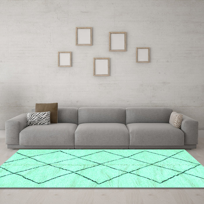 Machine Washable Solid Turquoise Modern Area Rugs in a Living Room,, wshabs2921turq