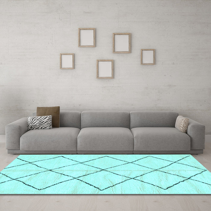 Machine Washable Solid Light Blue Modern Rug in a Living Room, wshabs2921lblu