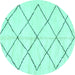 Round Solid Turquoise Modern Rug, abs2921turq