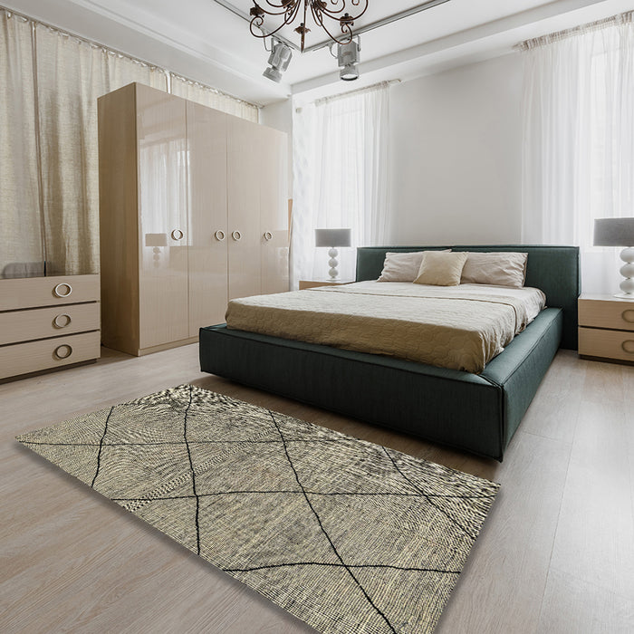 Machine Washable Abstract Brown Rug in a Bedroom, wshabs2922