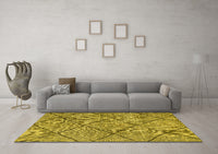 Machine Washable Solid Yellow Modern Rug, wshabs2922yw