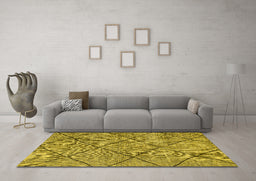 Machine Washable Solid Yellow Modern Rug in a Living Room, wshabs2922yw