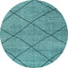 Round Machine Washable Solid Light Blue Modern Rug, wshabs2922lblu