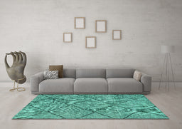 Machine Washable Solid Turquoise Modern Area Rugs in a Living Room,, wshabs2922turq