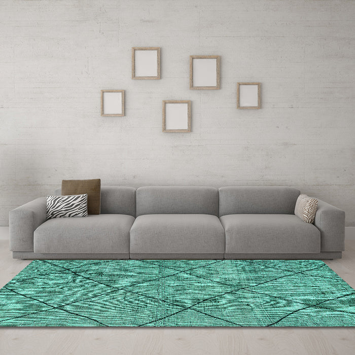 Machine Washable Solid Turquoise Modern Area Rugs in a Living Room,, wshabs2922turq