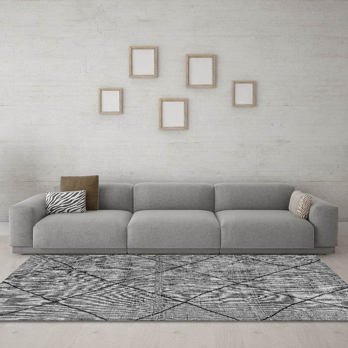 Machine Washable Solid Gray Modern Rug in a Living Room,, wshabs2922gry
