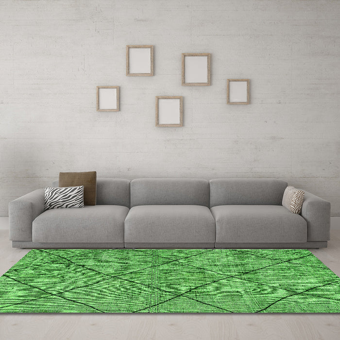 Machine Washable Solid Green Modern Area Rugs in a Living Room,, wshabs2922grn