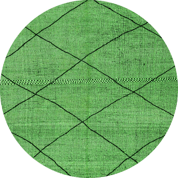 Round Machine Washable Solid Green Modern Area Rugs, wshabs2922grn