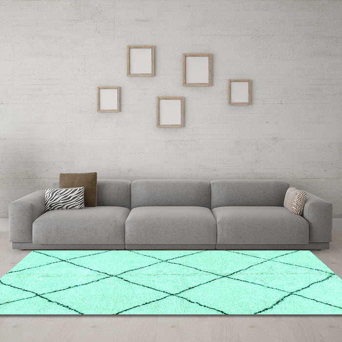 Machine Washable Solid Turquoise Modern Area Rugs in a Living Room,, wshabs2923turq