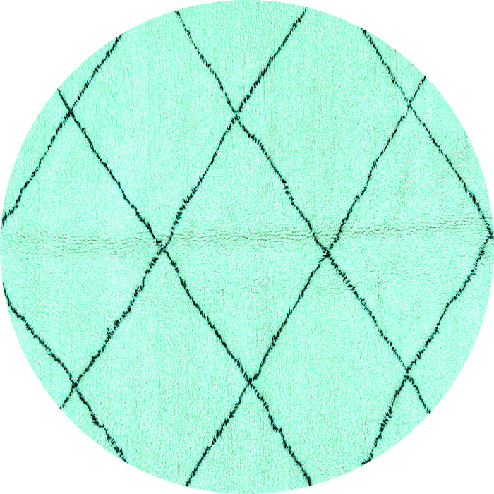Round Machine Washable Solid Turquoise Modern Area Rugs, wshabs2923turq