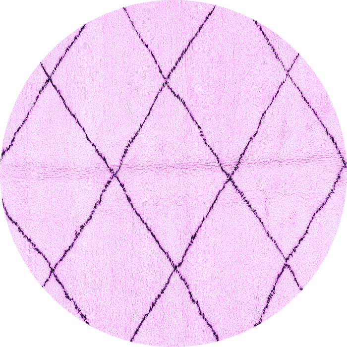 Round Machine Washable Solid Purple Modern Area Rugs, wshabs2923pur