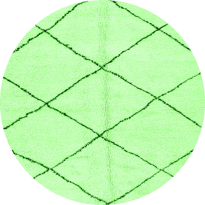 Round Machine Washable Solid Green Modern Area Rugs, wshabs2923grn