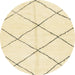 Round Abstract Brown Gold Solid Rug, abs2923