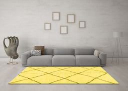 Machine Washable Solid Yellow Modern Rug in a Living Room, wshabs2923yw