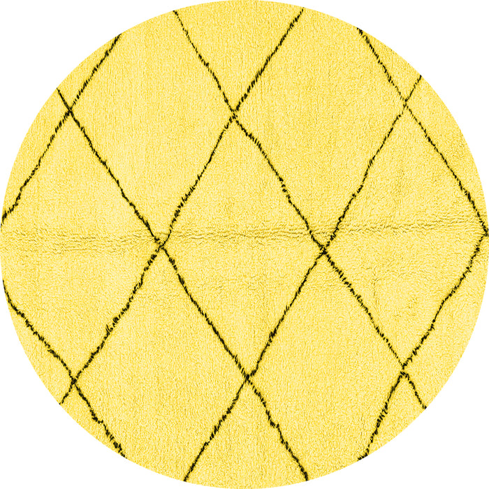 Round Machine Washable Solid Yellow Modern Rug, wshabs2923yw
