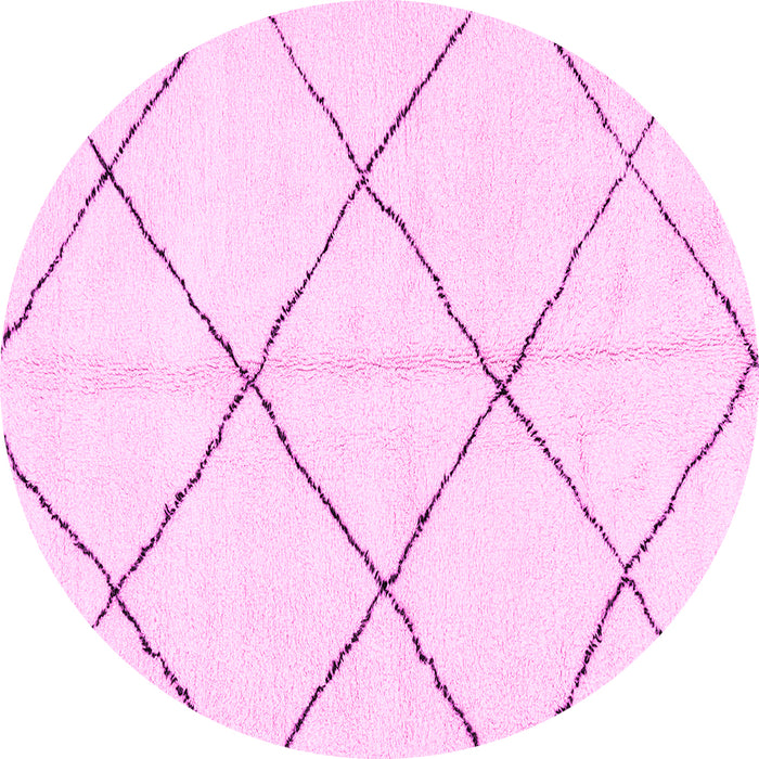 Round Machine Washable Solid Pink Modern Rug, wshabs2923pnk
