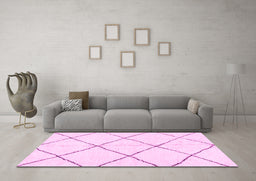 Machine Washable Solid Pink Modern Rug in a Living Room, wshabs2923pnk