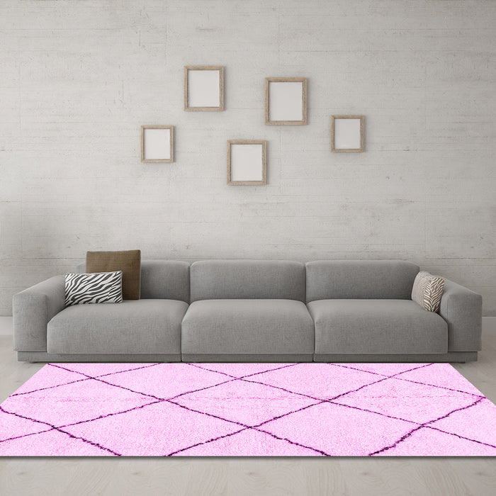 Machine Washable Solid Pink Modern Rug in a Living Room, wshabs2923pnk