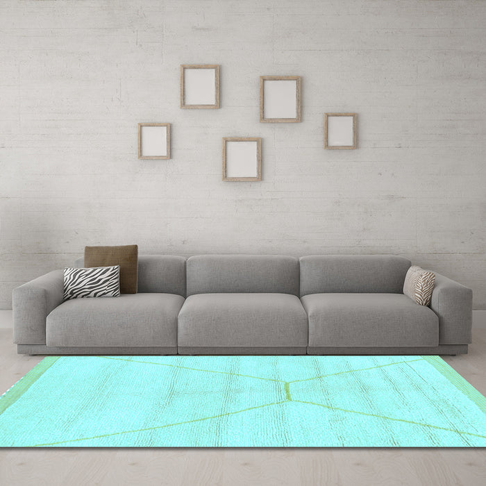 Machine Washable Solid Light Blue Modern Rug in a Living Room, wshabs2924lblu