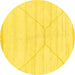 Round Machine Washable Solid Yellow Modern Rug, wshabs2924yw