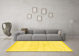 Machine Washable Solid Yellow Modern Rug in a Living Room, wshabs2924yw