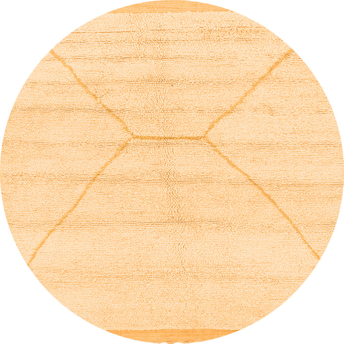 Round Machine Washable Solid Orange Modern Area Rugs, wshabs2924org