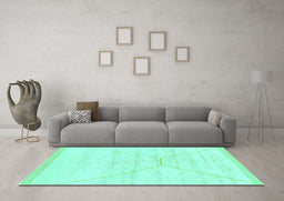 Machine Washable Solid Turquoise Modern Area Rugs in a Living Room,, wshabs2924turq