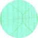 Round Solid Turquoise Modern Rug, abs2924turq