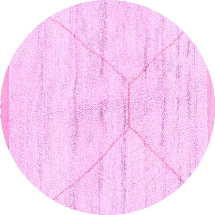 Round Machine Washable Solid Pink Modern Rug, wshabs2924pnk