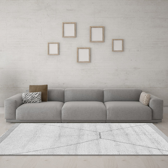 Machine Washable Solid Gray Modern Rug in a Living Room,, wshabs2924gry