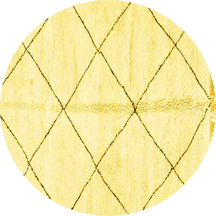 Round Machine Washable Solid Yellow Modern Rug, wshabs2925yw