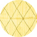 Round Machine Washable Solid Yellow Modern Rug, wshabs2925yw